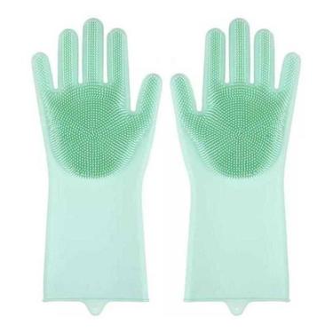 Imagem de 1 Par De Luvas Esponja Lava Louça De Silicone