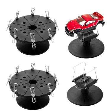 Imagem de Yalikop 2 Sets Spray Work Painting Stands Rotating Model Painting Stand Holders with 8 Pcs Crocodile Clips Plastic Miniature Holder Base Tools for DIY Model Cars Airplanes Airbrush Hobby Parts