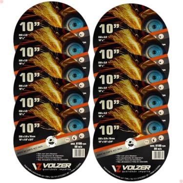 Imagem de Volzer, Kit 10 Discos de Corte Policorte Volzer Aço Inox 10 Pol x 3mm x 3/4 Pol 5317