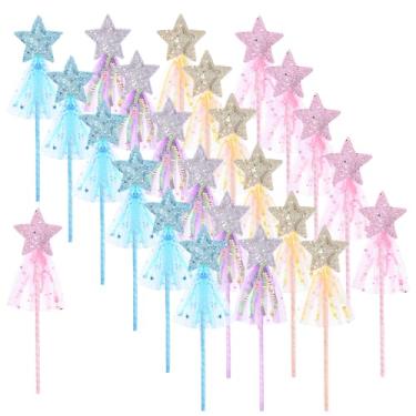 Imagem de ADLABLD 24Pcs Glitter Star Wands Princess Angel Fairy Star Magic Wands Girls Fairy Magic Dress-up Stars Wand Princess Dress up Role Play Party Supply for Birthday Halloween Christmas Party