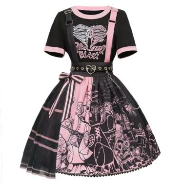 Imagem de ZZEQYG Womens Gothic Lolita Skirt Steampunk Vampire Dress Halloween femboy dress(L,Skirt Suit)