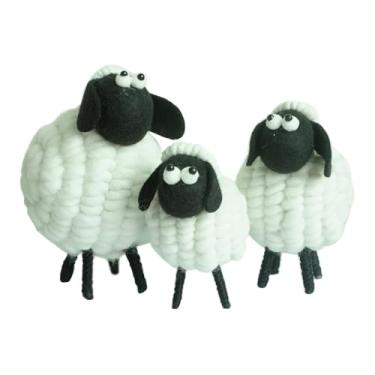 Imagem de Conjunto de 3 peças para decoração de Natal, decoração fofa de ovelha de cordeiro, lã de feltro para pendurar no Natal, lã feltrada