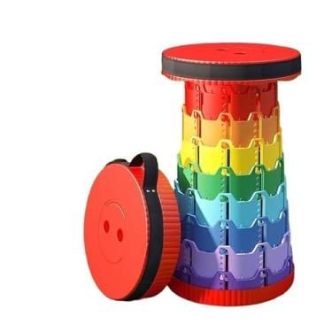 Imagem de Banqueta Retrátil Portátil para Pesca Camping até 150kg com Alça Telescópica Banco Dobrável Compacto(Vermelho colorido)