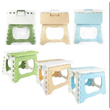 Imagem de Banqueta Dobrável de Plástico Resistente até 100kg | Banquinho Portátil para Viagem, Camping e Casa(ALEAROTIO,Adulto)