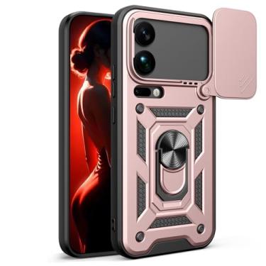 Imagem de CCSmall Capa para Xiaomi 17 Pro Max 5G com capa de lente de câmera deslizante para homens e meninos, capa durável à prova de choque de grau militar com suporte giratório para Xiaomi 17 Pro Max SJ ouro