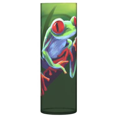 Imagem de JUZIHAI Vaso de flores para sapo de árvore de olhos vermelhos 9,9 cm x 30 cm Vaso de flores moderno de cilindro de plástico para decoração de casa de centro de mesa de casamento