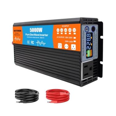 Imagem de Inversor de potência de 5000W com onda senoidal pura, conversor de CC 12 V/24 V/48 V/60 V/72 V para CA 120 V/240 V, inversor de potência para carro, RV, caminhão, energia solar,72V to 110V
