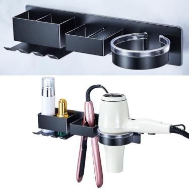 Imagem de Suporte de secador de cabelo montado na parede, suporte de alisador, suporte de secador de cabelo para banheiro, organizador de ferramentas de cabelo