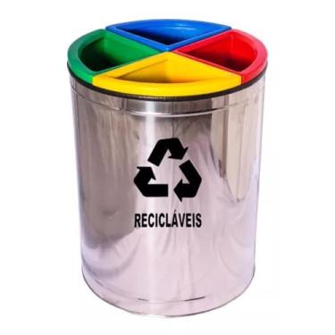 Imagem de Lixeira Inox Mix 50 Litros 4 Divisões Para Coleta Seletiva - JSN, Amar