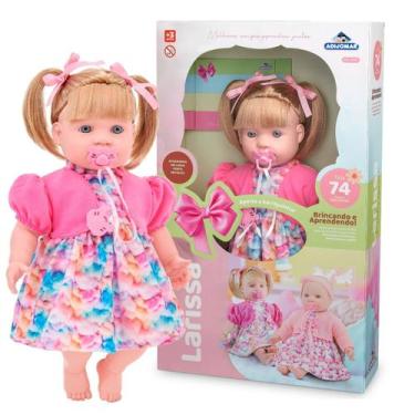 Imagem de Boneca Larissa Loira 48cm Fala 74 Frases Educativas Menina - Adijomar