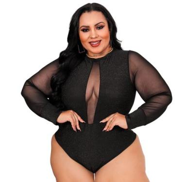 Imagem de Blusa Body Plus Size Lurex Brilho Decotado Manga Tule - Summer Body Br