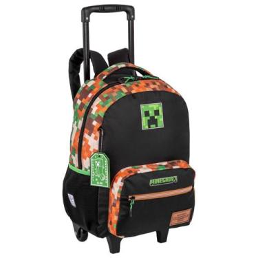Imagem de Mochila De Rodinha Escolar Infantil Menino Minecraft Outdoors Creeper 