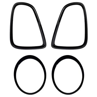 Imagem de NAAMOTOMOX 4 peças preto brilhante dianteiro farol traseiro moldura guarnição anel capa inserção adesivo esquerda direita compatível com Mini Cooper 2007-2015 R56 Hatchback R57 conversível R58 Coupe