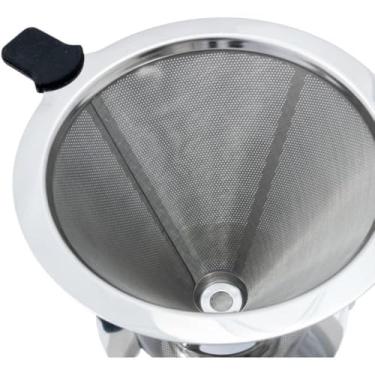 Imagem de Coador de Café Pour Over, Aço Inox, 6x10 cm, Filtro Permanente, sem Necessidade de Filtros de Papel