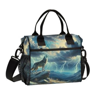 Imagem de ODAWA Wolf Lightning Lancheira isolada para mulheres e homens, lancheira isolada pequena