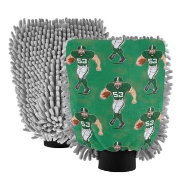 Imagem de ODAWA Luva de microfibra de chenille durável para lavagem de carro, pacote com 2, jogador de futebol, 20,5 cm C x 30 cm L