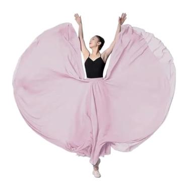 Imagem de Saia rodada feminina flamenco de círculo completo de 720 graus, fantasia de dança espanhola, saia em camadas com borda de babados (acastanhada, 720)