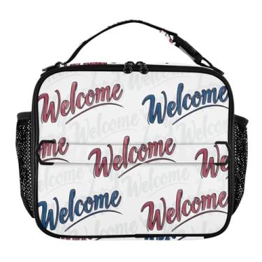 Imagem de Joisal Lancheira branca elegante caligrafia bem-vinda para mulheres, meninas, lancheira masculina e infantil, lancheira para trabalho, bolsa térmica para alimentos portátil para adultos