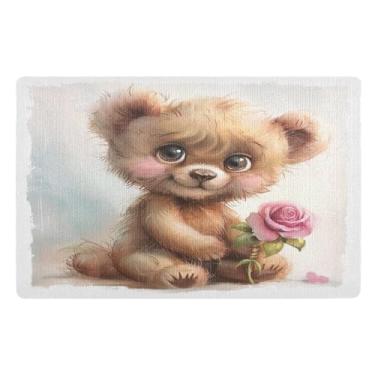 Imagem de Joisal Tapete de porta fofo de ursinho de pelúcia, entrada interna, durável, divertido, tapete de boas-vindas 81 x 50 cm