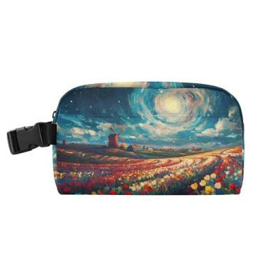 Imagem de TSENQUE Lancheira personalizada com pintura de paisagem de campo de flores de tulipa para meninos mulheres meninas lancheira térmica portátil pequeno animal floral infantil lancheira para trabalho