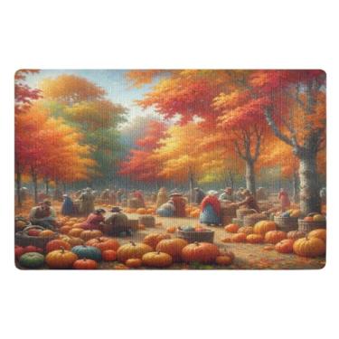 Imagem de Tapetes de porta externos com cenário de mercado de outono antiderrapante tapete de boas-vindas ao ar livre 81 cm x 50 cm tapete de cachorro para patas enlameadas