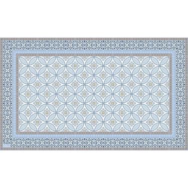Imagem de IRI-GIRI Tapete de vinil para cozinha decorativo linóleo PVC piso de azulejo, colorido, durável, antiderrapante, lavável à mão e protege pisos 99,8 cm x 59,9 cm, azul cristal 289