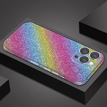Imagem de VAOXTY Compatível com iPhone 17 Pro Max Bling Glitter Adesivos Skin Wraps Brilhantes Fofos para Mulheres Meninas Meninas Adesivos de Luxo Pacote com 2 Arco-íris