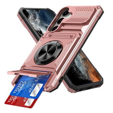 Imagem de COTDINFOR Capa para Samsung Galaxy A17 5G com suporte para cartão [loja 2 cartões] anel de 360° suporte resistente à prova de choque capa carteira protetora de corpo inteiro para Samsung Galaxy A17 5G
