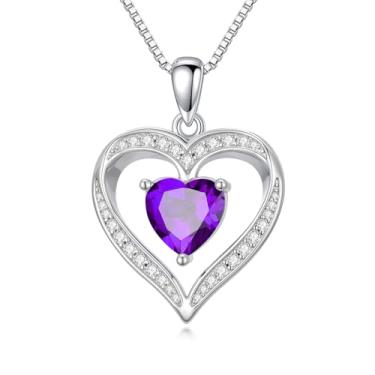 Imagem de WYDDO Colares de coração com pedra do mês de nascimento para mulheres, mãe, esposa, pedra do mês de nascimento e coração, joias, presentes para sua esposa, filha, mãe, One Size, Base, Pedra do mês de