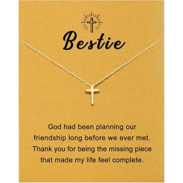 Imagem de Baydurcan Presentes cristãos para mulheres, colar delicado com cruz para mãe, avó, irmã, amiga, filha, presentes de cruz ideais para Natal, Ação de Graças, aniversário, Dia das Mães, one size, Latão