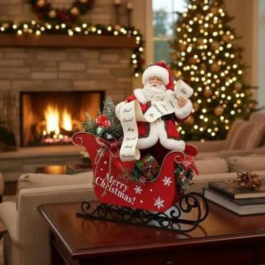 Imagem de Boneco Do Papai Noel No Treno Enfeite Decorativo De Resina - Wincy