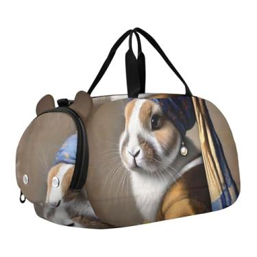 Imagem de Bolsa esportiva retrô para meninos, bússola de polvo, arte infantil, bolsas de viagem para meninas, Brinco clássico de pérola de coelho, Clássico