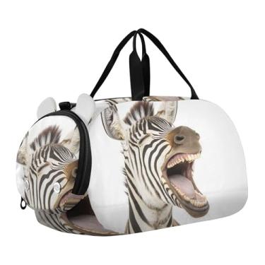 Imagem de Bolsa esportiva para meninos de fim de semana durante a noite, coalas abraçando chocolate, dia dos namorados, meninas, bolsas de viagem para crianças e danças, Laughing Zebra Funny Expression