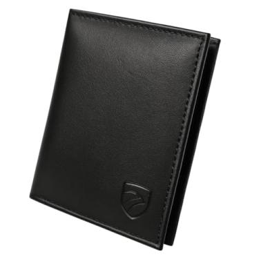 Imagem de Carteira Masculina de Couro Legítimo Slim com Porta Cartões e Documentos, Carteira Masculina Dobrável Clássica para Uso Diário