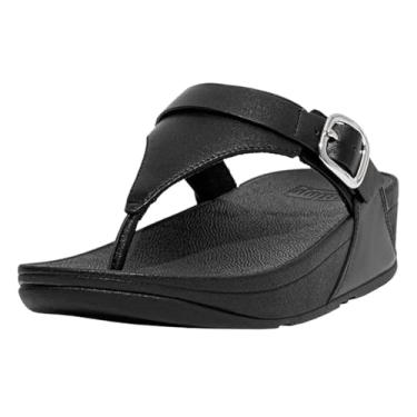 Imagem de FitFlop Lulu Adjustable Leather Toe Post Sandals All Black 7 M (B)