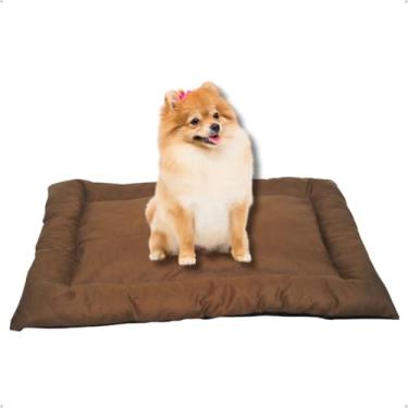 Imagem de Cama Caminha Colchonete Pequeno 70x50cm para Cachorro e Gato de Suede Lavável Almofada Pet Macia Confortável (Marrom)