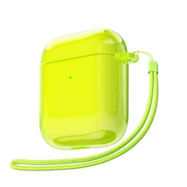 Imagem de Svanove Capa transparente para AirPods com alça, linda capa de plástico rígido transparente para AirPods 1ª 2ª geração com corda, capas protetoras femininas Y2K TPU à prova de choque para mulheres e