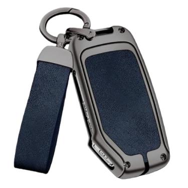 Imagem de Capa de proteção para chave de carro de couro de metal compatível com Kia Sportage/Ceed/Sorento/Cerato/Forte/KX3/K5 2017-2020(GUN SHELL BLUE)