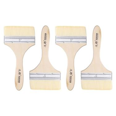Imagem de HARFINGTON 4 pincéis de pintura de lascas grossas duplas de 12,7 cm com cabo de madeira para pintura de arte faça-você-mesmo, móveis, gabinete, cercas, deck, parede, porta, guarnição, branco