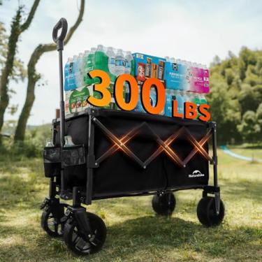 Imagem de Naturehike Carrinho dobrável Big Wheels, vagões de praia com capacidade de 150 kg para areia, carrinho dobrável resistente com freios, carrinho de jardim dobrável portátil para uso externo