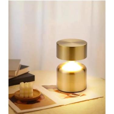 Imagem de LumináRia de Mesa, Abajur Led sem Fio, Cogumelo Candeeiro Dourado 3 Tons de Luz Bateria RecarregáVel Usb(Cogumelo quadrado e curto)