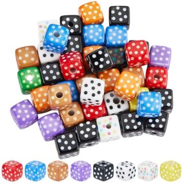 Imagem de SUNNYCLUE 1 caixa, 48 peças, contas de cubo de acrílico, contas quadradas, coloridas, plástico, cores aleatórias, cubo, opaco, pequeno, quadrado, espaçadores soltos para fazer joias, colar faça você