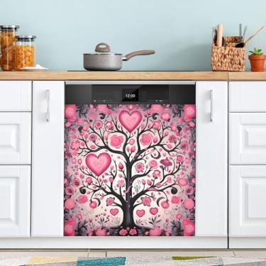 Imagem de ATTX Capa magnética para lava-louças Love Tree | Adesivo decorativo de eletrodomésticos de 58 x 66 cm para armários domésticos e eletrodomésticos #128
