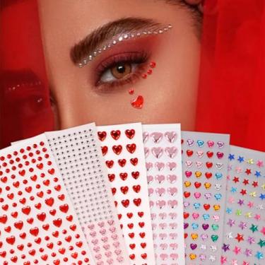 Imagem de 6 peças coloridas minimalistas realistas 3D decoração de rosto adesivos de cabelo dia dos namorados carnaval concurso de formatura para cabelo olhos rosto tatuagem temporária com decoração corporal