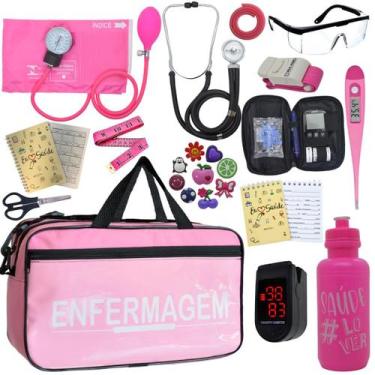 Imagem de Kit Enfermagem Academico Estetoscópio Aparelho de Pressão Bolsa Multi 