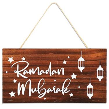 Imagem de Enfeite Ramadan Ramadan Placa de pendurar Ramadan Placa de madeira Ramadan Kareem, decoração Islã Ramadan Placa de madeira pendurada enfeite de madeira para decoração de festa muçulmana islâmica