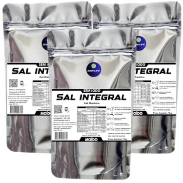 Imagem de Sal Marinho Integral Zero Iodo 3kg Salinas Mossoró Moído