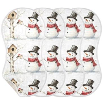 Imagem de Wassud Pacote com 2 panos de algodão para arrotos de musselina de boneco de neve aquarela, toalhas de rosto absorventes e macios para arrotos para meninos e meninas recém-nascidos