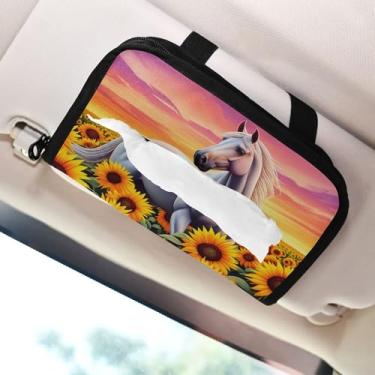 Imagem de SEHANY Suporte de lenços de carro Majestic Horse, caixa de lenços para carro, viseira solar, porta-guardanapos retangular, dispensador de máscara de carro, caixa de lenços de papel para automóveis