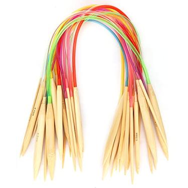 Imagem de Agulhas de tricô de bambu Agulhas de tricô circulares de ponta dupla definidas com tamanhos marcados a para entusiastas de tricô Artesãos 18 tamanhos 2 mm a 10 mm 40 cm a 120 cm (40cm)